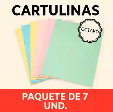Cartulinas Pasteles Octavos Paquete X 7
