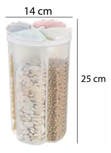 Contenedor Dispensador Granos Cereales Dividido X4 Puestos