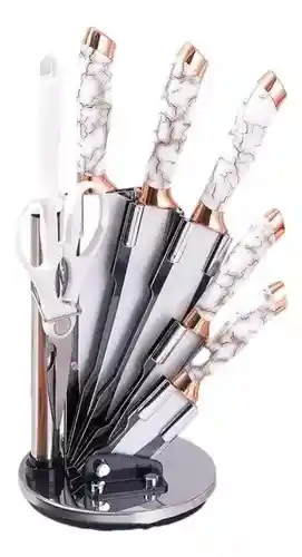 Juego Cuchillos Cocina 8 Piezas Acero Inoxidable Tipo Marmol
