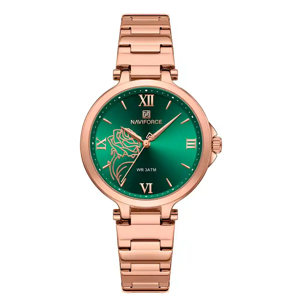 Reloj Naviforce Casual Nf5060 Mujer Flor Acero + Estuche