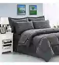 Edredon Cubrelecho Premium Cama Doble Con Fundas Para Almohada Innovo Gris
