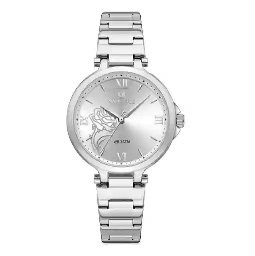 Reloj Naviforce Casual Nf5060 Mujer Flor Acero + Estuche