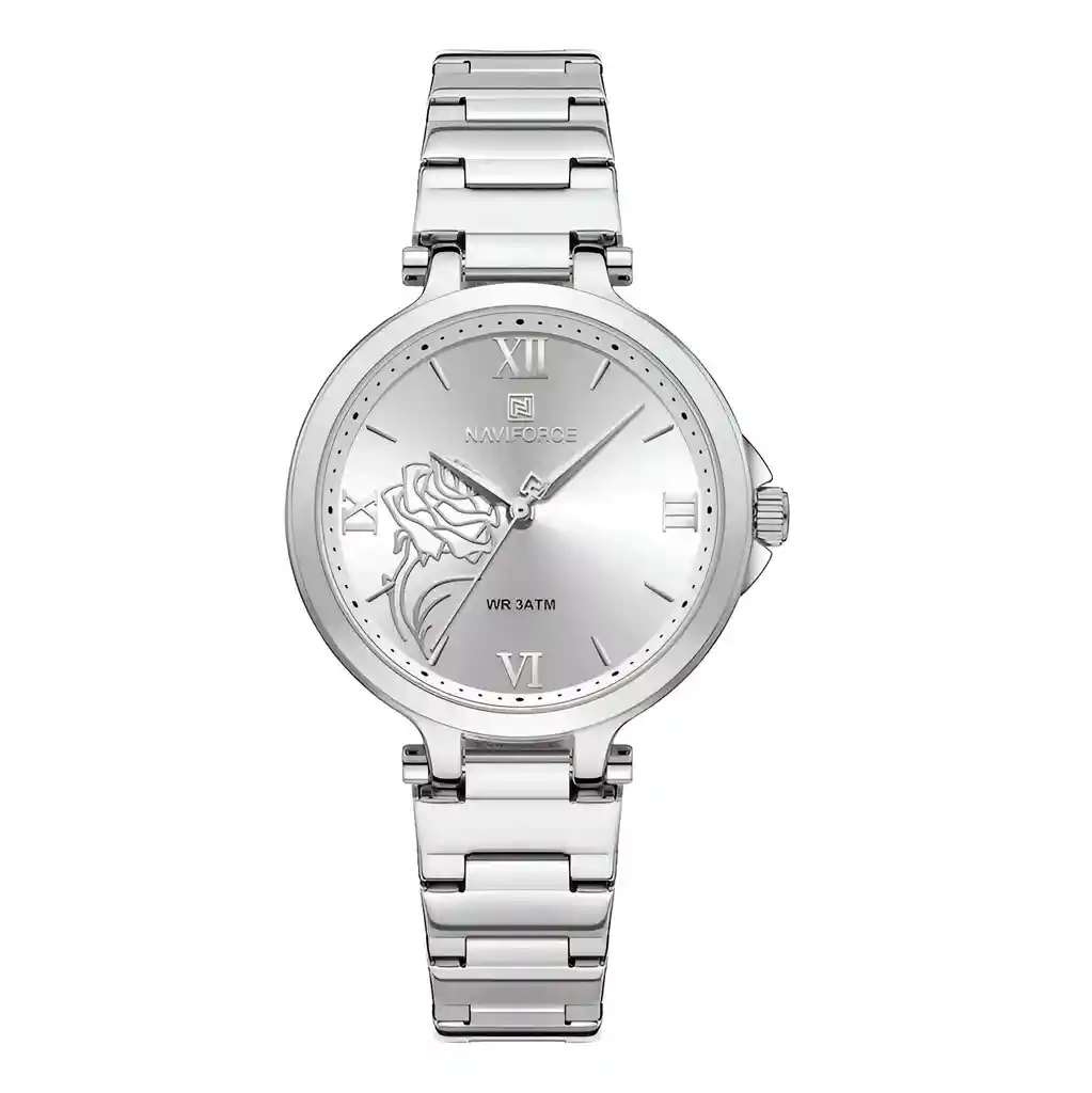 Reloj Naviforce Casual Nf5060 Mujer Flor Acero + Estuche