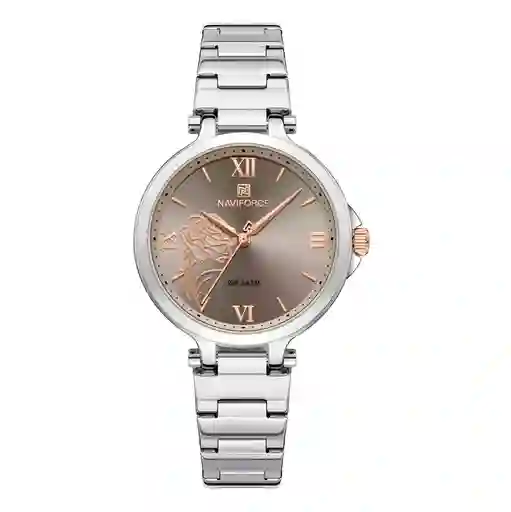 Reloj Naviforce Casual Nf5060 Mujer Flor Acero + Estuche