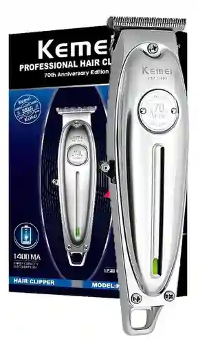 Máquina Patillera Cabello Recortadora Kemei Recargable Km-1949 Plateada 110v