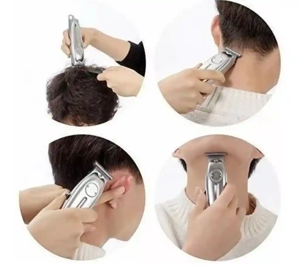 Máquina Patillera Cabello Recortadora Kemei Recargable Km-1949 Plateada 110v