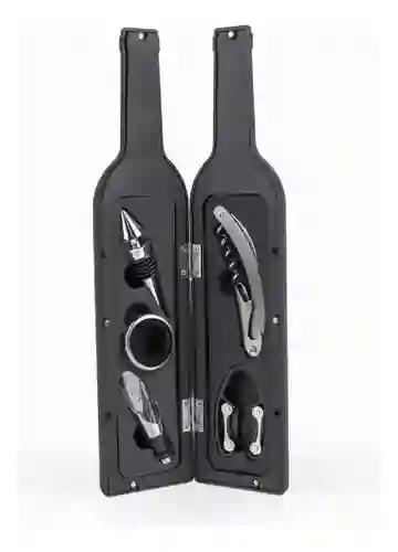 Set Destapador De Vinos Con Estuche De Lujo Botella Vino 5 Accesorios Elegante