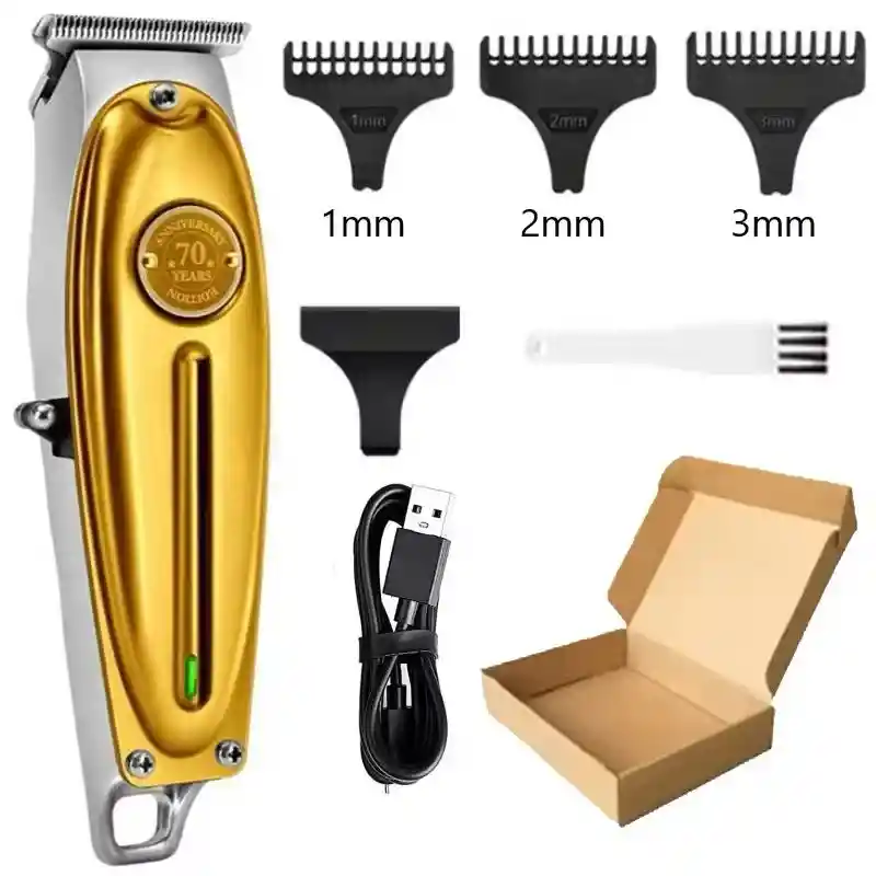 Máquina Patillera Cabello Recortadora Kemei Recargable Km-1949 Dorada 110v