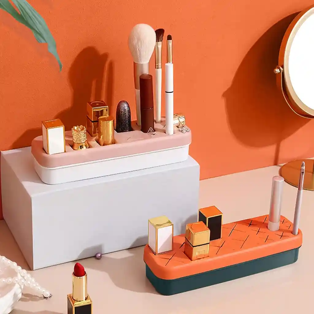 Organizador De Maquillaje Veleka, Caja Para Cosmeticos, Cosmetiquera, Rosa-blanco