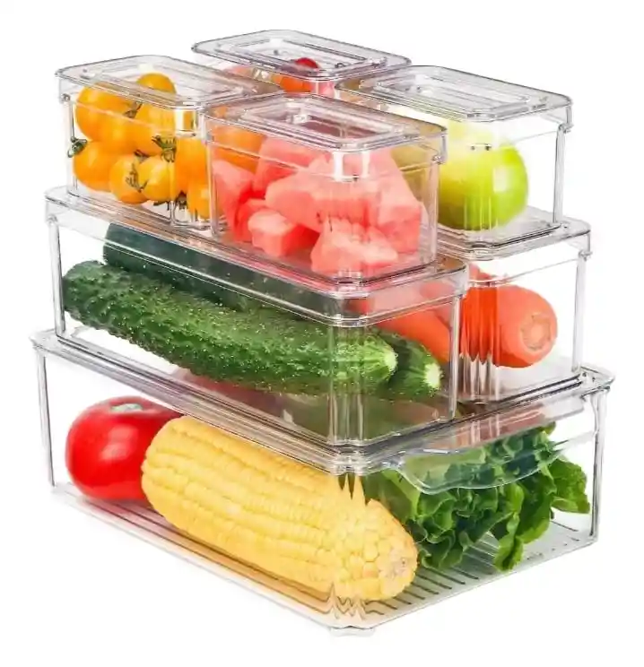 Organizador Nevera Set X7 Contenedores Con Tapa Apilables