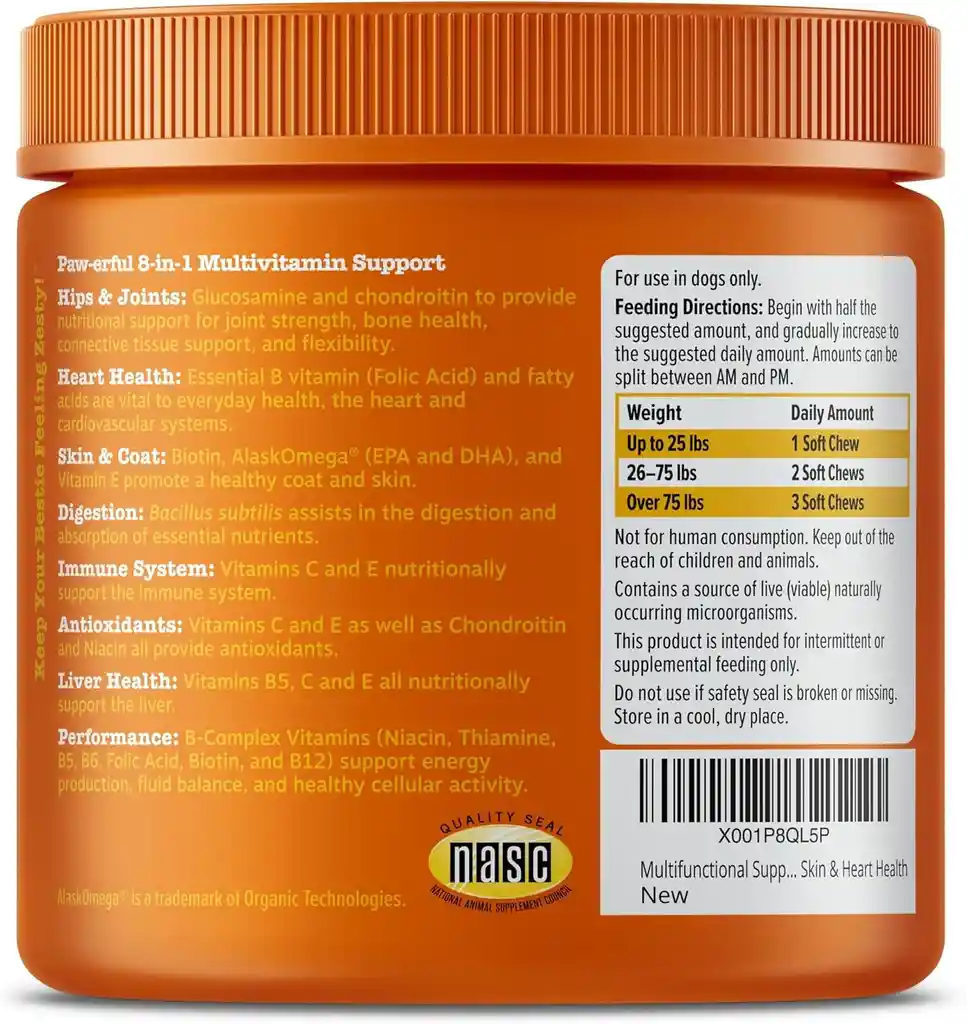 Multivitamínico Para Perros 8 En 1 Zesty Paws X 90