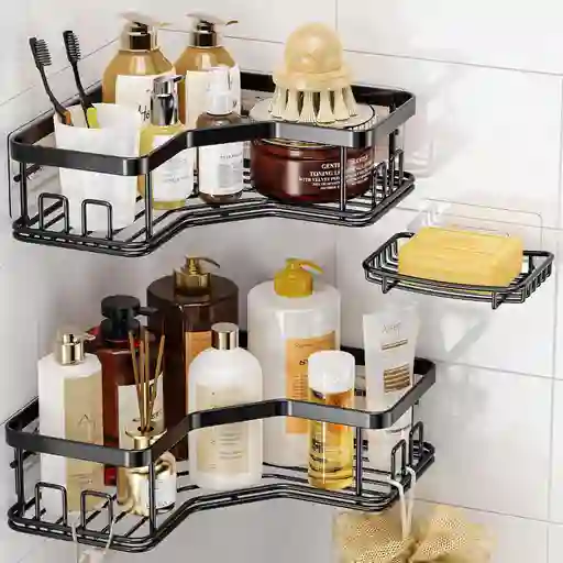 Organizador Ducha Baño Esquinero Inoxidable X2 + 1 Jabonera