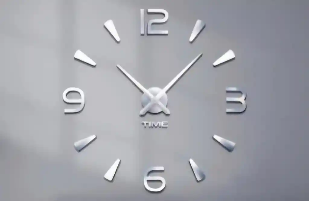 Reloj De Pared 3d Tamaño Grande Color Plateado 90cm