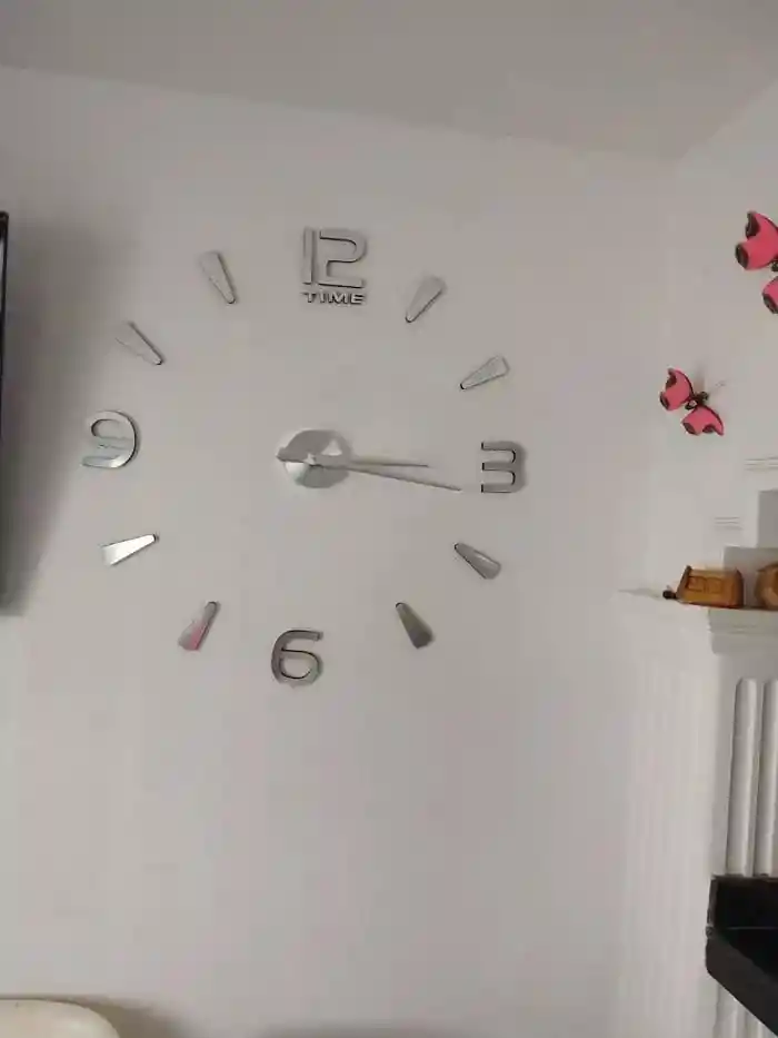 Reloj De Pared 3d Tamaño Grande Color Plateado 90cm