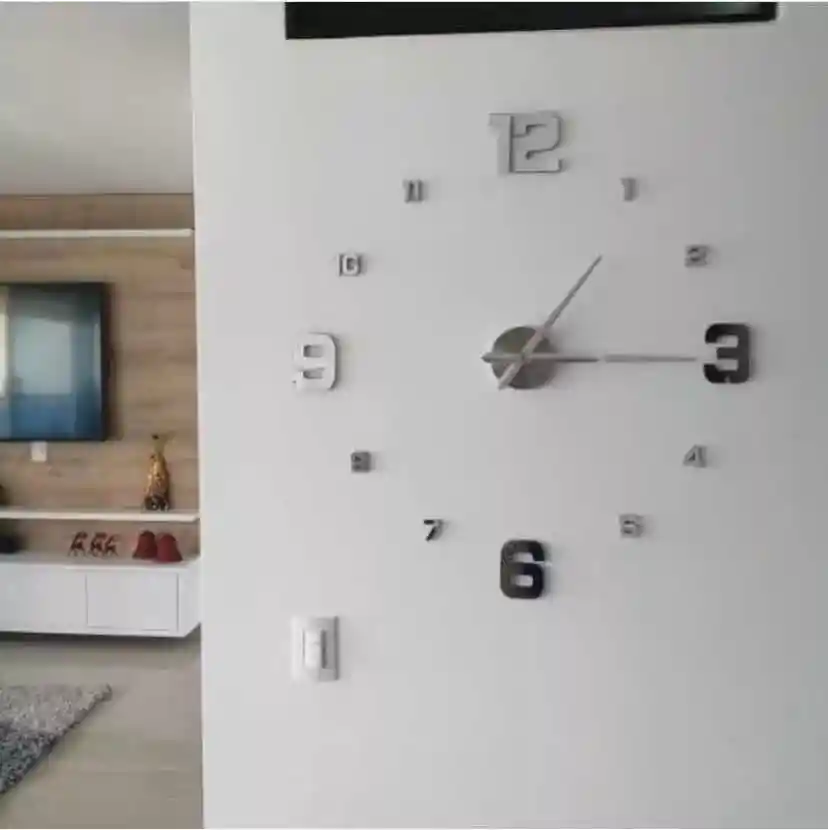 Reloj De Pared 3d Números Grandes Y Pequeños 90x90cm