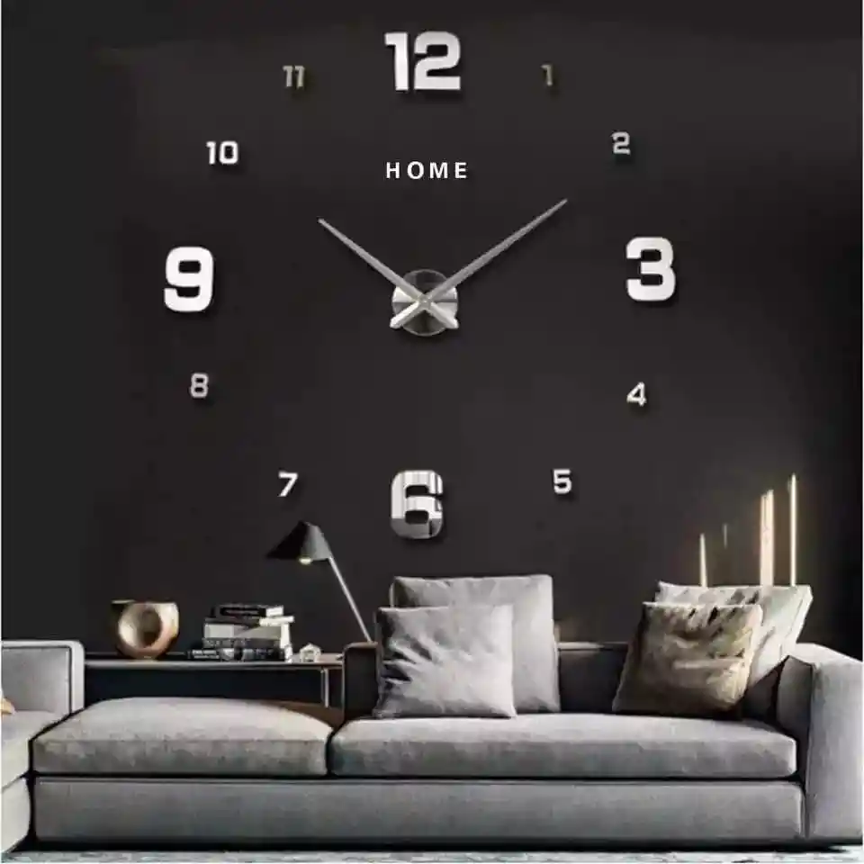 Reloj De Pared 3d Números Grandes Y Pequeños 90x90cm
