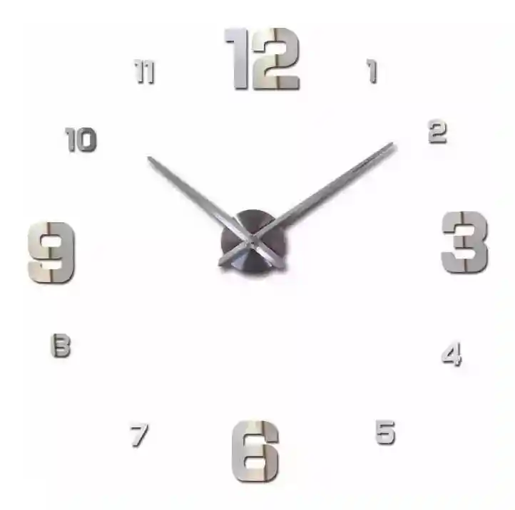 Reloj De Pared 3d Números Grandes Y Pequeños 90x90cm