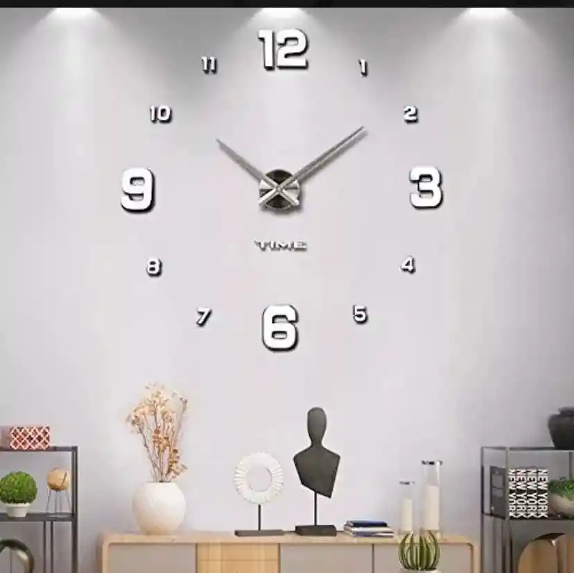 Reloj De Pared 3d Números Grandes Y Pequeños 90x90cm