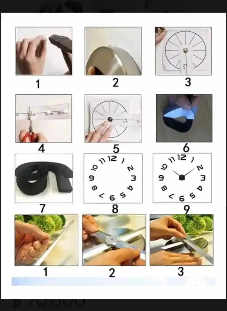 Reloj De Pared 3d Números Grandes Y Pequeños 90x90cm