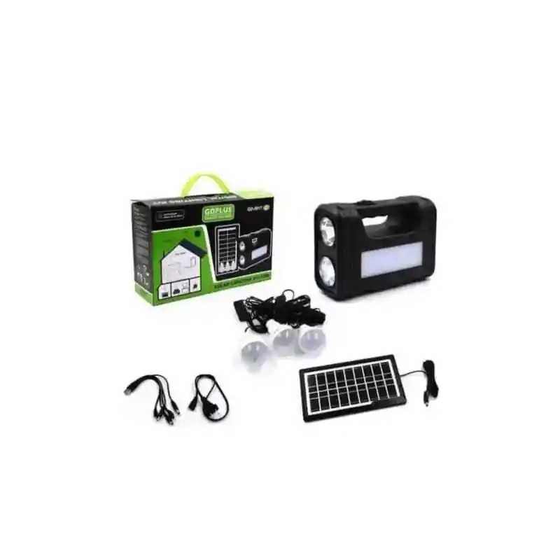Sistema De Iluminación Portátil, Panel Solar, 3 Bombillos, Linterna, Batería, Cargador