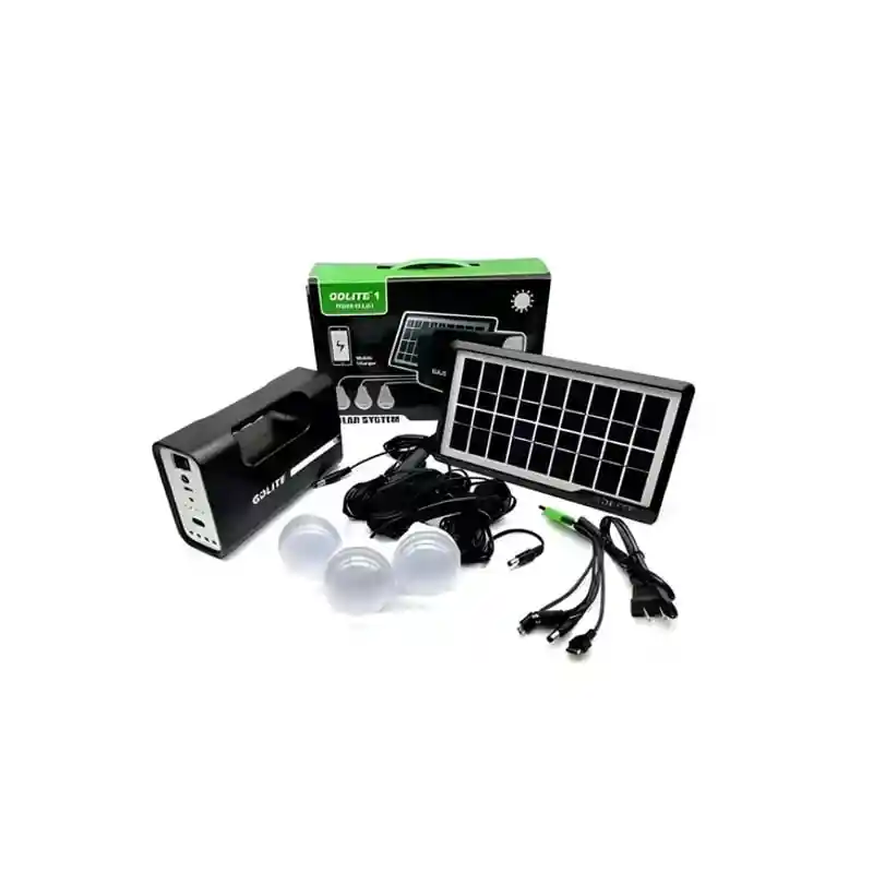 Sistema De Iluminación Portátil, Panel Solar, 3 Bombillos, Linterna, Batería, Cargador