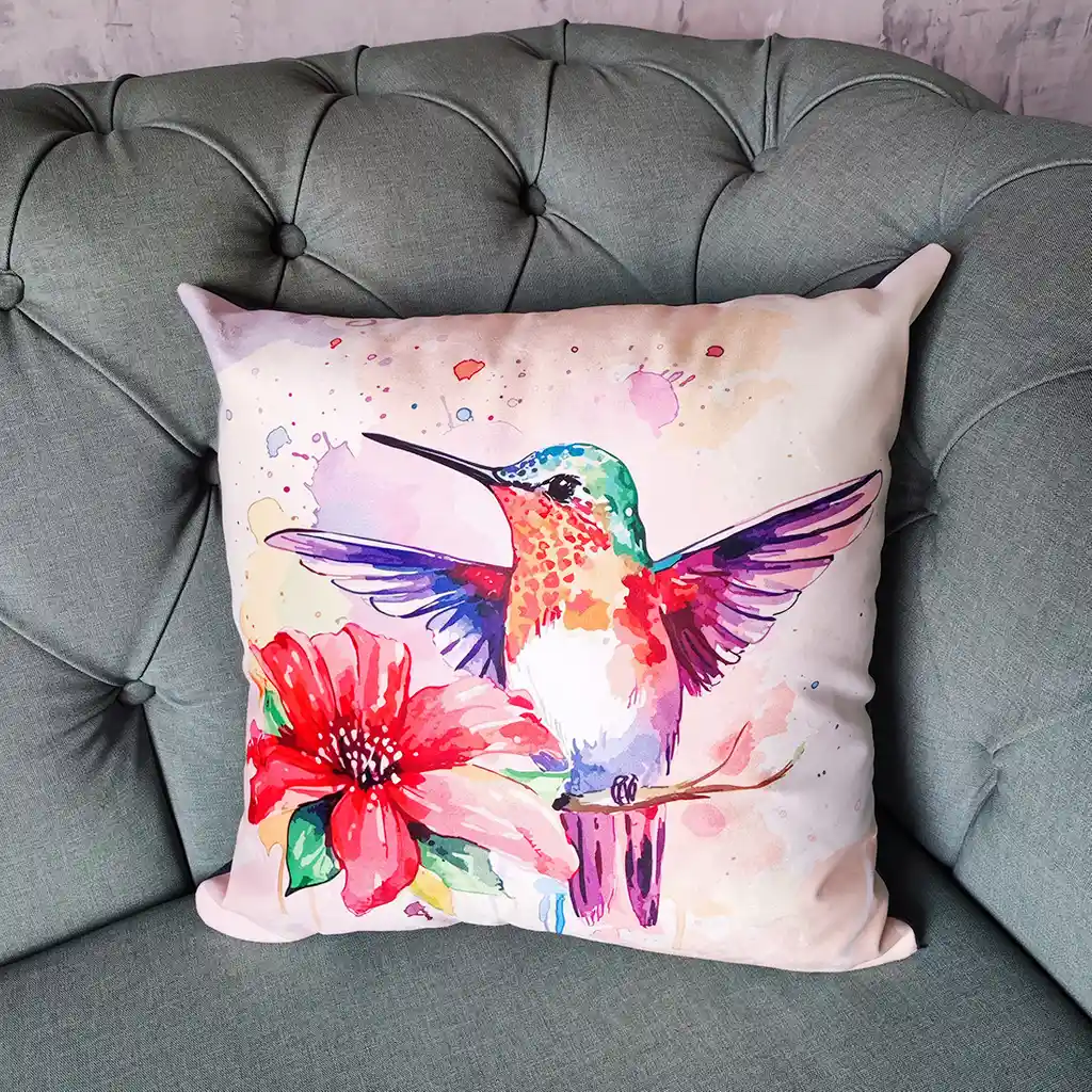 Cojín Colibrí Acuarela
