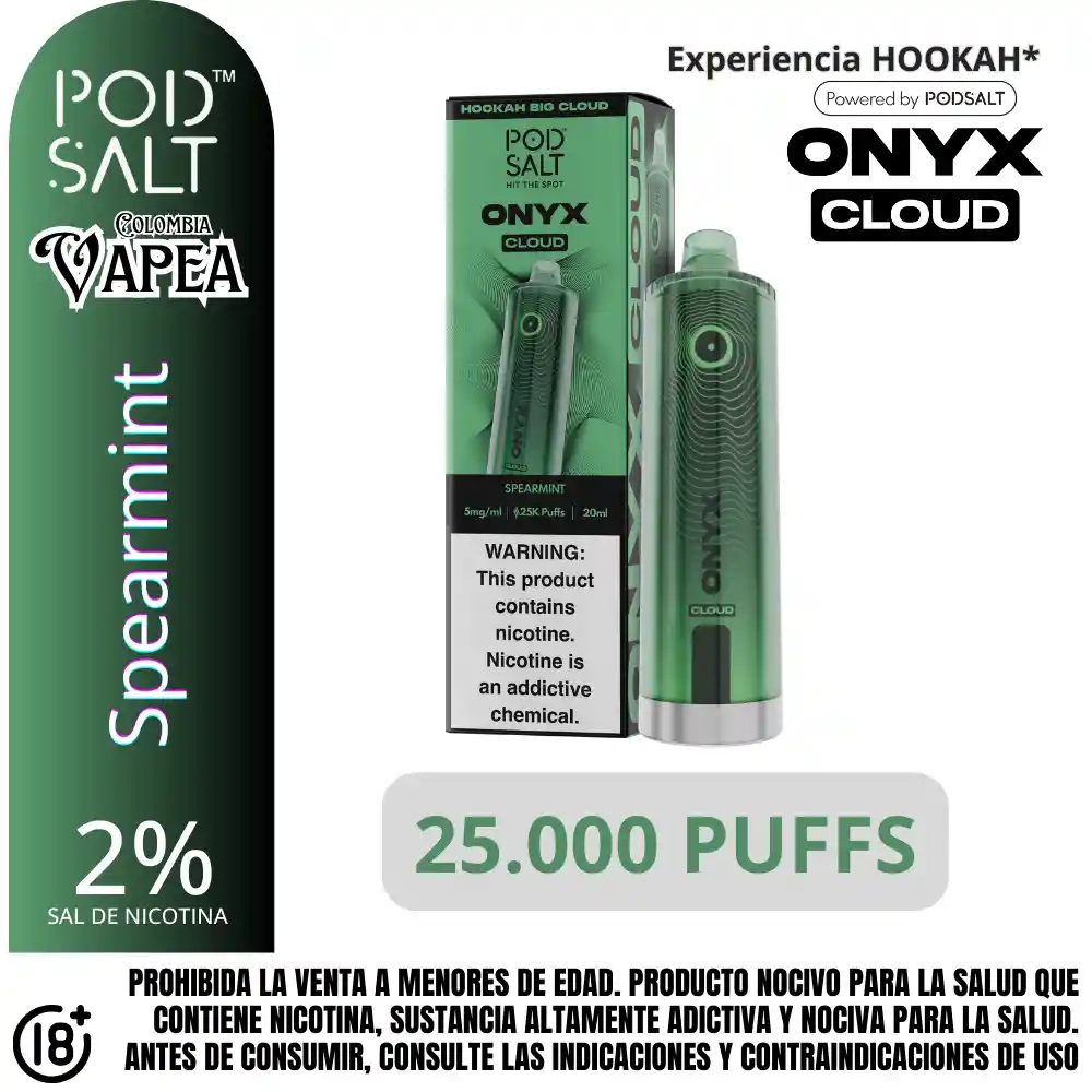 Vape Podsalt Spearmint 25000 Puffs 2%