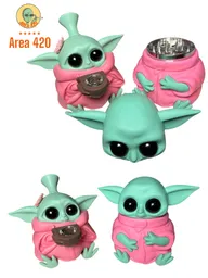 Combo Bb Yoda Rosado Grinder Y Pipa De Agua