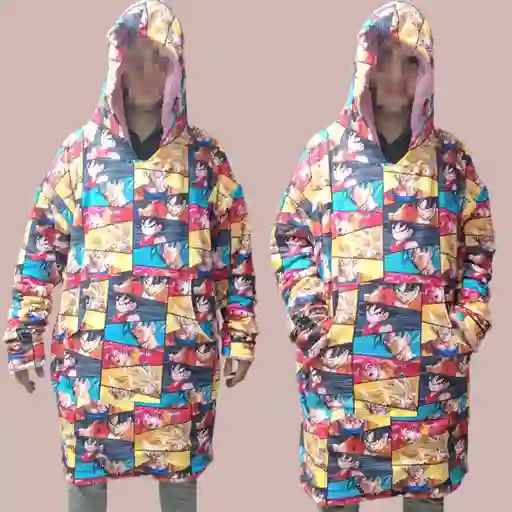 Hoodie Gigante Doble Faz Talla Unica Goku