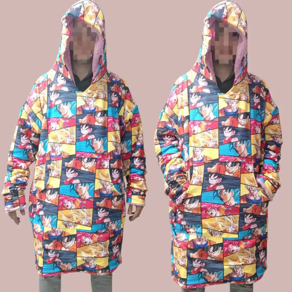 Hoodie Gigante Doble Faz Talla Unica Goku