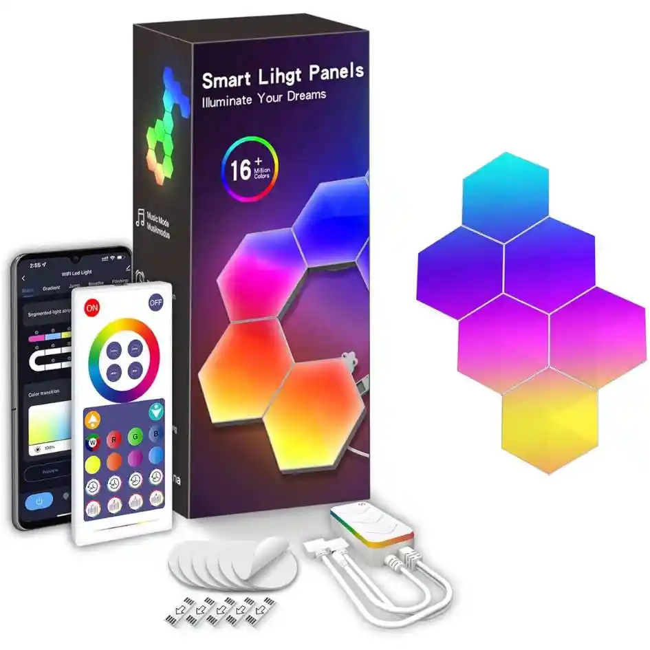 Led Rbg Hexagon Smart Gaming Light 6pcs Lxqg01 Tipo Cinta Led