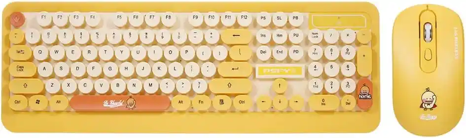 Teclado Inalambrico + Mouse Multi K68 Amarillo