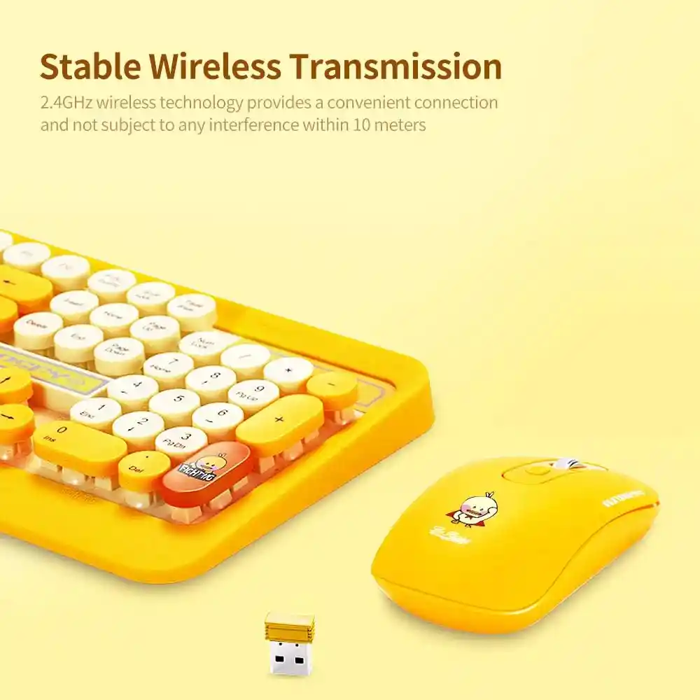 Teclado Inalambrico + Mouse Multi K68 Amarillo