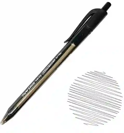 Lapicero Negro Retractil 0.7mm - Kilometrico Paper Mate