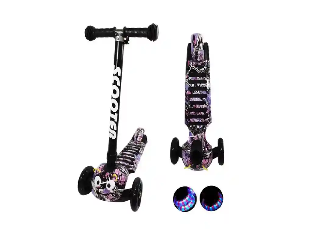 Patineta Monopatin Scooter Niños Gusanito Ruedas Con Luces Ledd