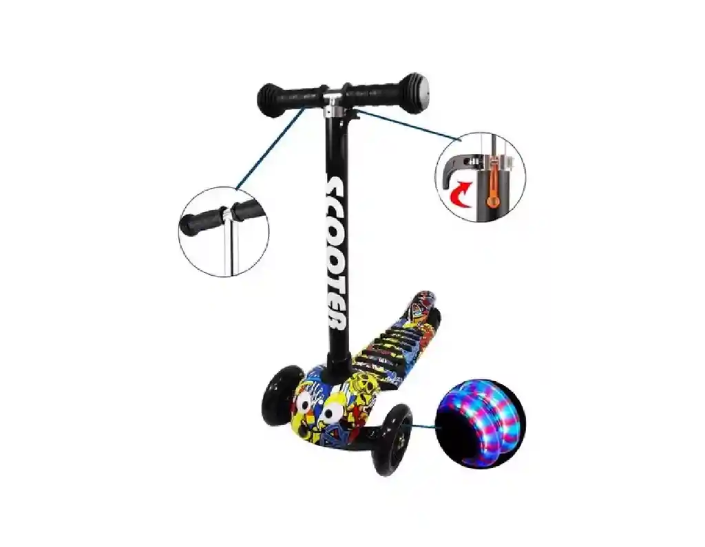 Patineta Monopatin Scooter Niños Gusanito Ruedas Con Luces Ledd