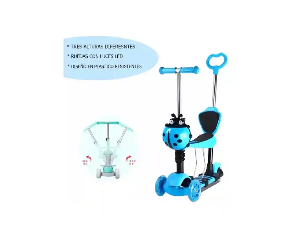 Patineta Scooter Niños Altura Regulable Monopatin Mariquita