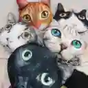 Cojín Cara De Gato Ojos Amarillos