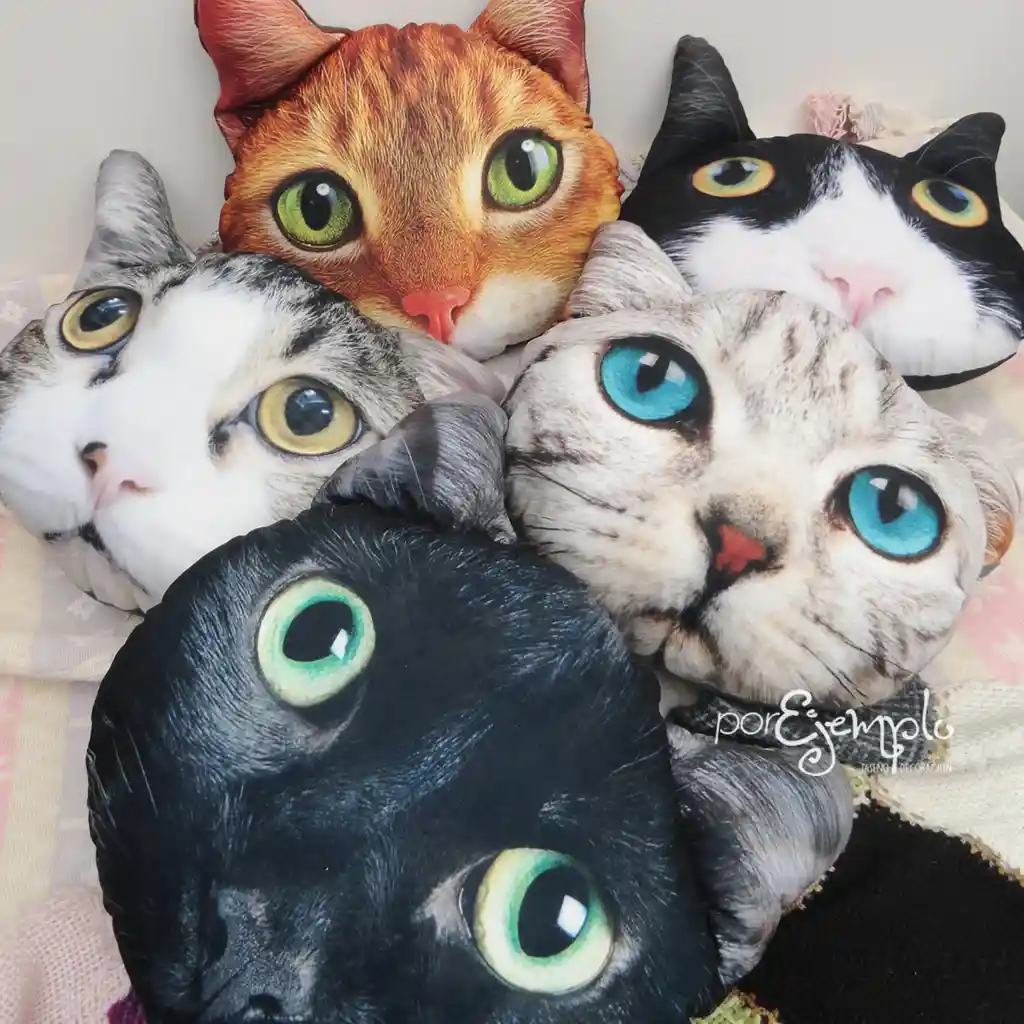 Cojín Cara De Gato Ojos Amarillos