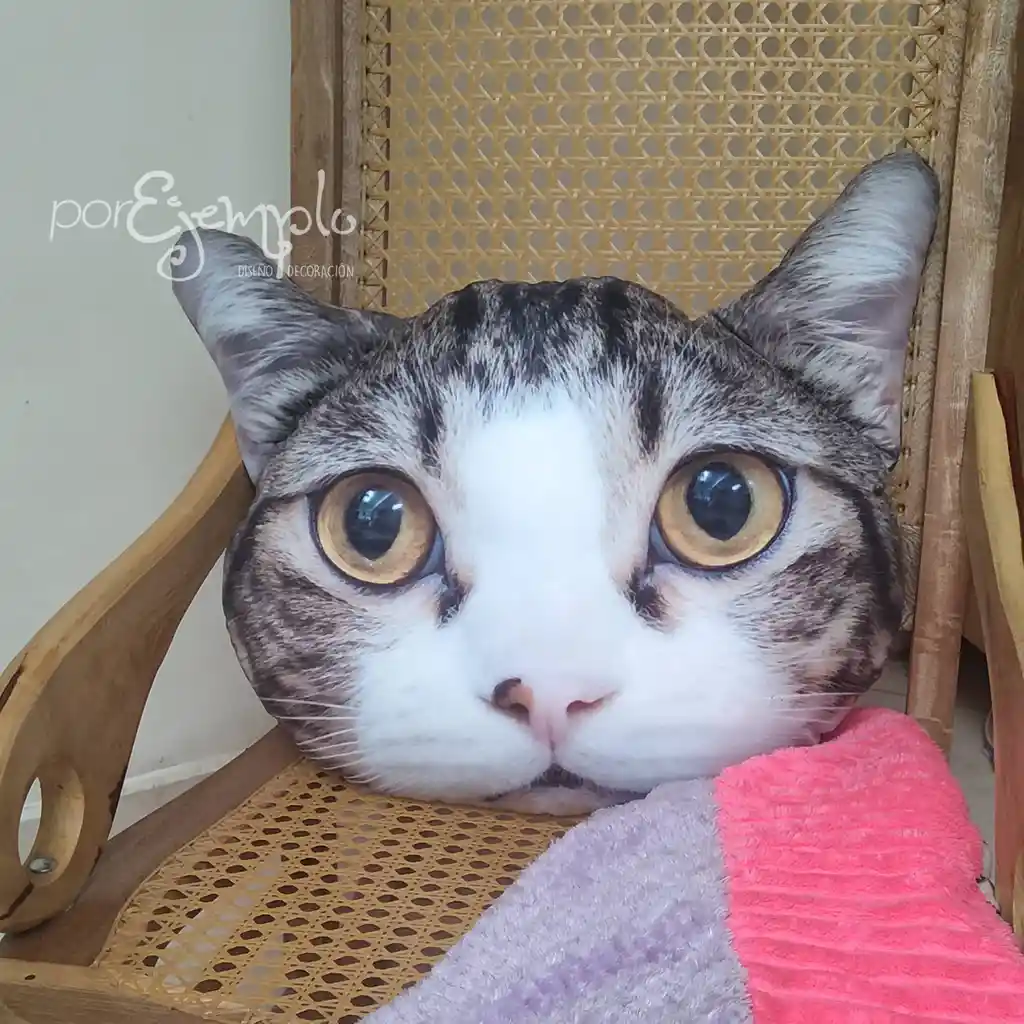 Cojín Cara De Gato Ojos Amarillos