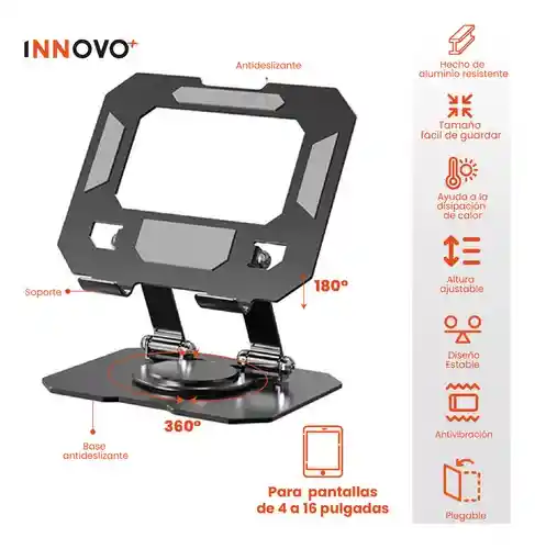 Soporte Metálico Para Tablet Celular Rotación 360 Corporativo Innovo