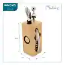 Kit Descorchador De Vino Sacacorchos 7 En 1 Metálico Madera Lujo Con Accesorios