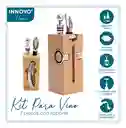 Kit Descorchador De Vino Sacacorchos 7 En 1 Metálico Madera Lujo Con Accesorios
