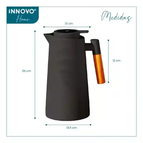 Termo Tetera Conserva Calor Con Indicador Led Temperatura 1 Litro Innovo Negro