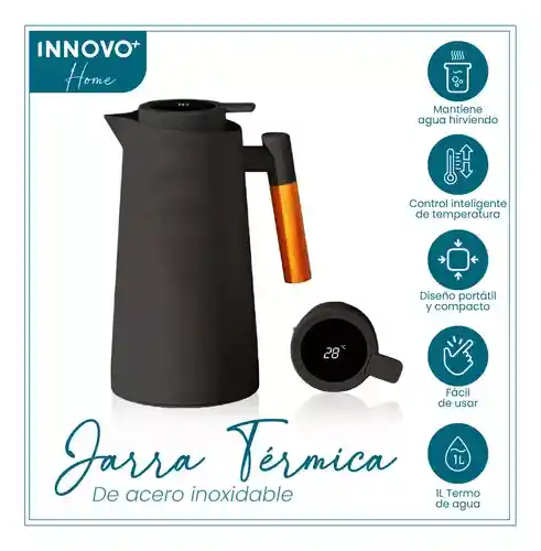 Termo Tetera Conserva Calor Con Indicador Led Temperatura 1 Litro Innovo Negro