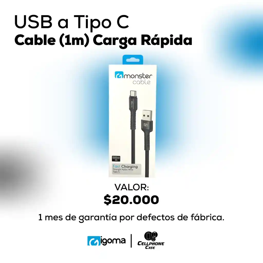 Cable Usb A Tipo C Carga Rápida 1m