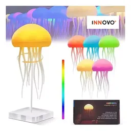 Lámpara De Mesa Noche Relajante Medusa Decoración Movimiento Led Rgb Innovo