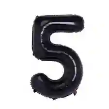 Globo Metalizado Número 5 Negro 32" Pulgadas ( 81 Cm)