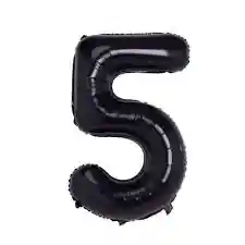 Globo Metalizado Número 5 Negro 32" Pulgadas ( 81 Cm)