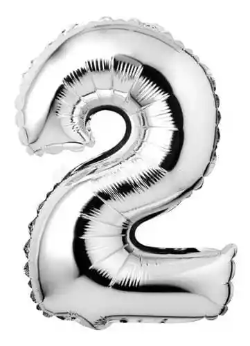 Globo Metalizado Número 2 Plata Mate 16 Pulgadas